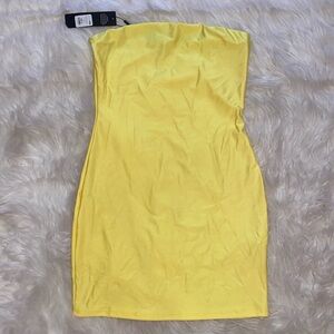 Fashion Nova Mini Yellow Strapless Dress